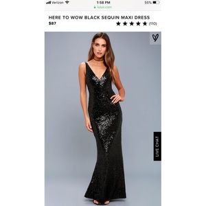 NWT Lulus black sequin gown